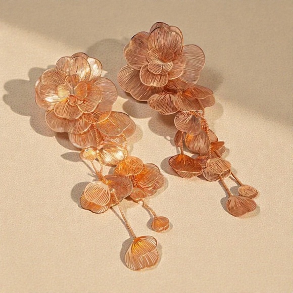 Zara Floral Cascading Evening Dangle Earrings - Picture 2 of 3